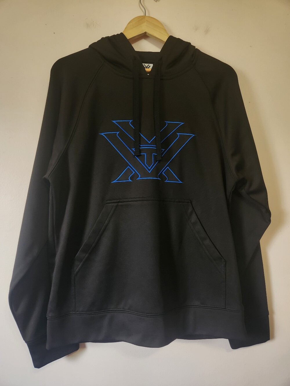 Vortex Optics Black Performance Pullover Hoodie Blue Embroidered Logo Men's Sz S